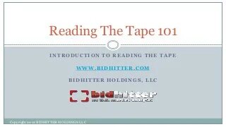 BidHitter – Tape Reading For Intraday